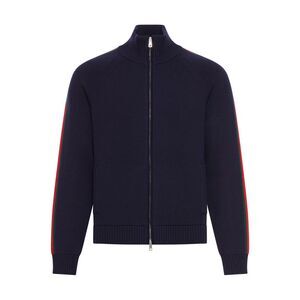 Gucci Men Wool Jacket With Zip And Side Web Band